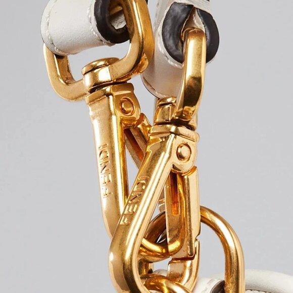 Fendi White FF Cotton Canvas Medium Baguette Bag - 8BR600 - Picture 5 of 11